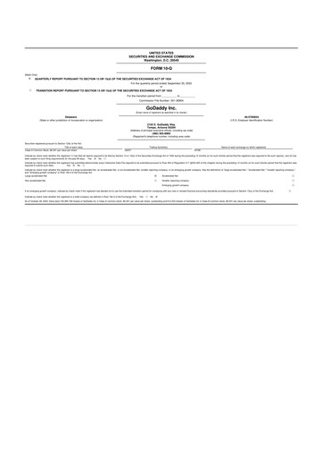 Vorschaubild GoDaddy 10-Q Quartalsbericht 2022 