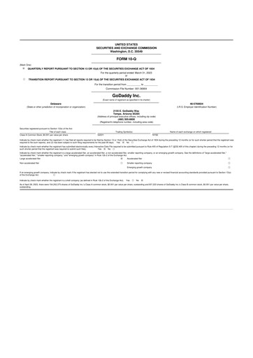 Vorschaubild GoDaddy 10-Q Quartalsbericht 2023 