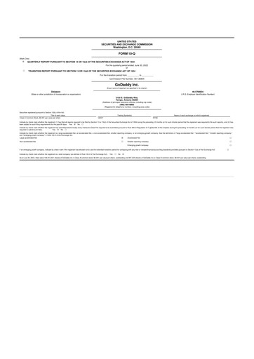 Vorschaubild GoDaddy 10-Q Quartalsbericht 2023 