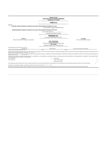 Vorschaubild GoDaddy 10-Q Quartalsbericht 2023 