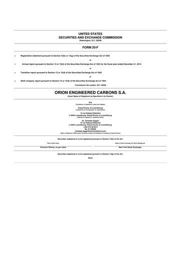 Thumbnail Orion S.A. 20-F Annual Report 