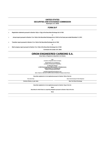 Thumbnail Orion S.A. 20-F Annual Report 