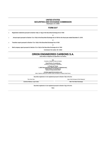 Thumbnail Orion S.A. 20-F Annual Report 