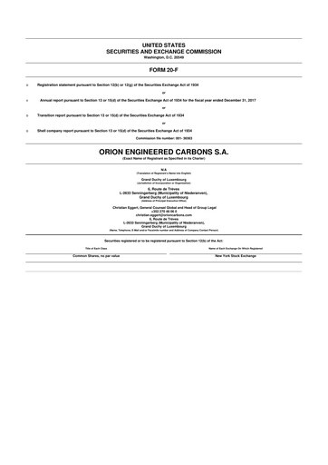 Thumbnail Orion S.A. 20-F Annual Report 2017