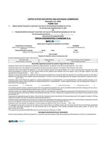 Thumbnail Orion S.A. 10-K Annual Report 2022