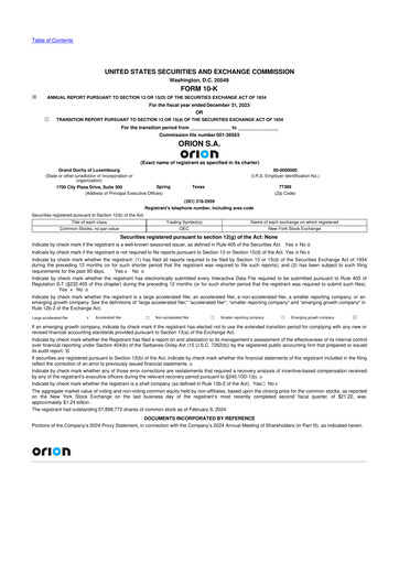 Thumbnail Orion S.A. 10-K Annual Report 2023