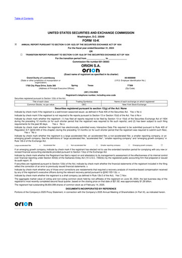 Thumbnail Orion S.A. 10-K Annual Report 2024