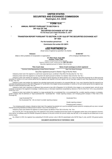 Thumbnail USD Partners
 10-K Annual Report 