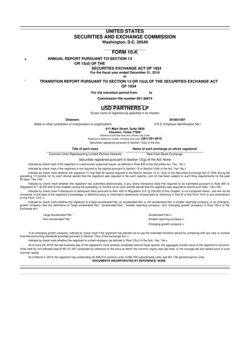 Thumbnail USD Partners
 10-K Annual Report 