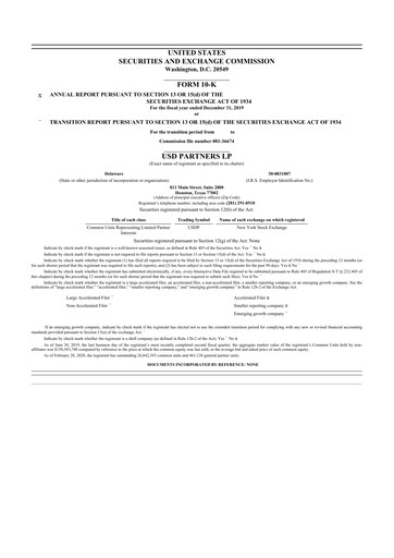 Thumbnail USD Partners
 10-K Annual Report 2019