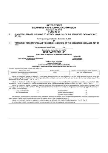 Thumbnail USD Partners
 10-Q Quarterly Report FY2020 