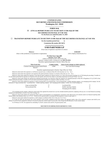 Thumbnail USD Partners
 10-K Annual Report 2020