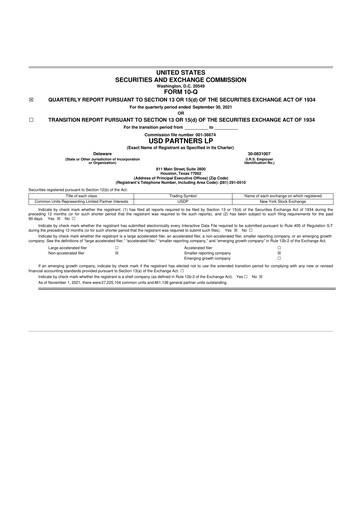 Thumbnail USD Partners
 10-Q Quarterly Report FY2021 