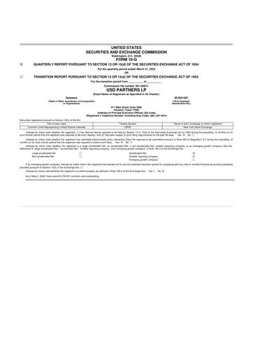 Thumbnail USD Partners
 10-Q Quarterly Report FY2022 