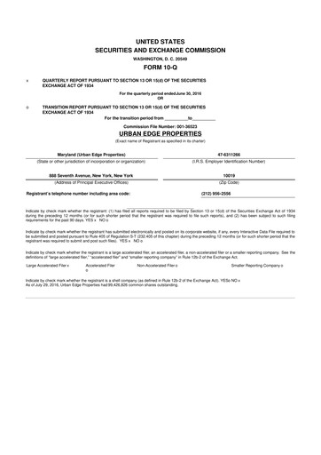 Thumbnail Urban Edge Properties
 10-Q Quarterly Report FY2016 