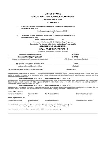 Thumbnail Urban Edge Properties
 10-Q Quarterly Report FY2016 