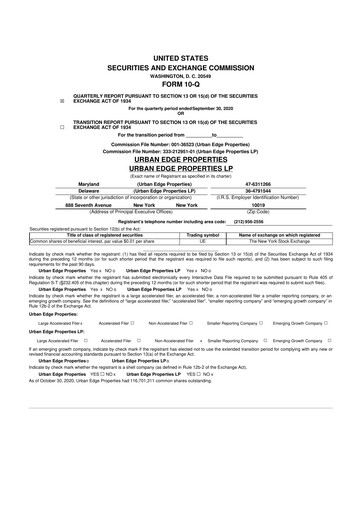 Thumbnail Urban Edge Properties
 10-Q Quarterly Report FY2020 