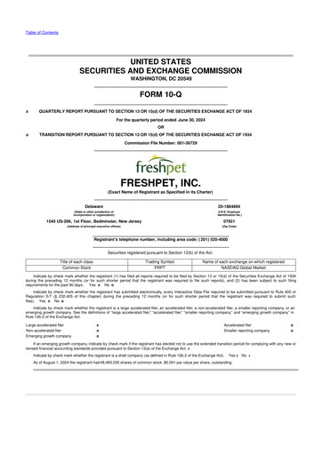 Vorschaubild Freshpet 10-Q Quartalsbericht 2024 