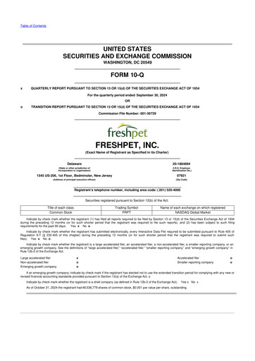 Vorschaubild Freshpet 10-Q Quartalsbericht 2024 
