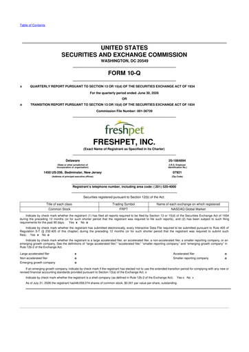 Thumbnail Freshpet 10-Q Quarterly Report FY2026 