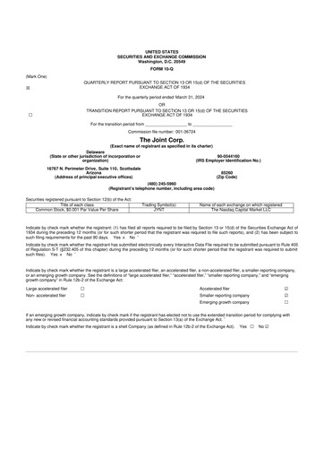 Thumbnail The Joint Corp. 10-Q Quarterly Report FY2024 