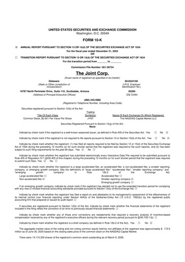 Miniature The Joint Corp. 10-K Rapport annuel 2025