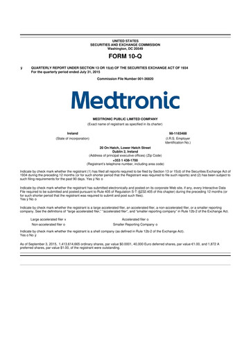 Vorschaubild Medtronic 10-Q Quartalsbericht 2016 