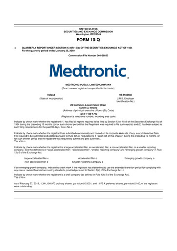 Vorschaubild Medtronic 10-Q Quartalsbericht 2019 