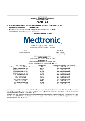 Vorschaubild Medtronic 10-Q Quartalsbericht 2020 