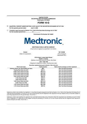 Vorschaubild Medtronic 10-Q Quartalsbericht 2021 