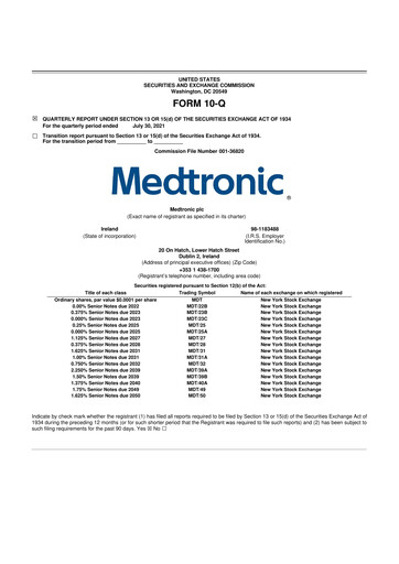 Vorschaubild Medtronic 10-Q Quartalsbericht 2022 