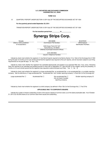 Thumbnail Synergy CHC 10-Q Quarterly Report FY2014 