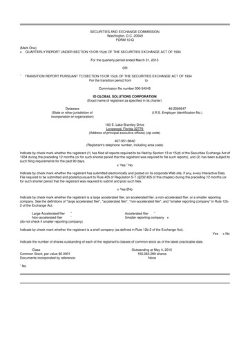 Thumbnail authID 10-Q Quarterly Report FY2015 