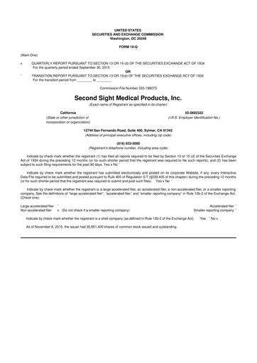 Vorschaubild Vivani Medical 10-Q Quartalsbericht 2015 