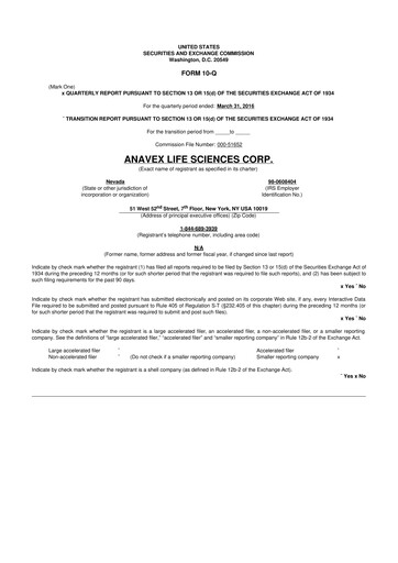 Thumbnail Anavex Life Sciences
 10-Q Quarterly Report FY2016 