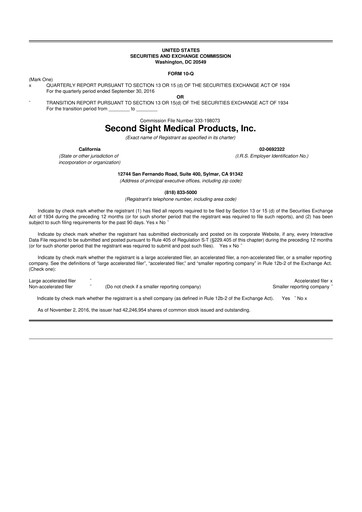 Vorschaubild Vivani Medical 10-Q Quartalsbericht 2016 