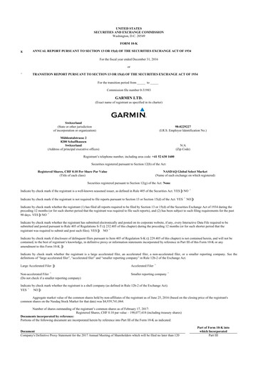 Thumbnail Garmin 10-K Annual Report 2016