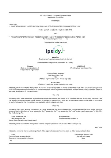 Thumbnail authID 10-Q Quarterly Report FY2016 