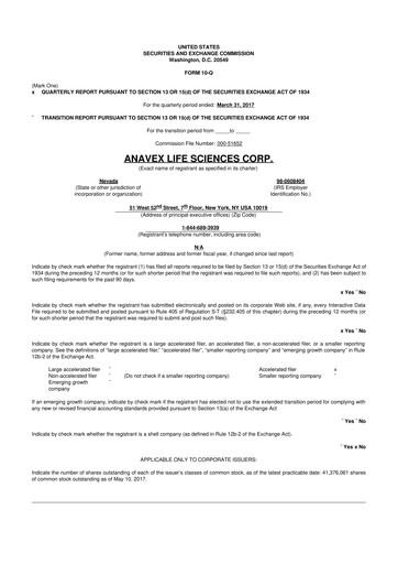 Thumbnail Anavex Life Sciences
 10-Q Quarterly Report FY2017 