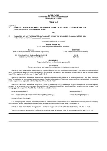 Thumbnail Polar Power
 10-Q Quarterly Report FY2017 