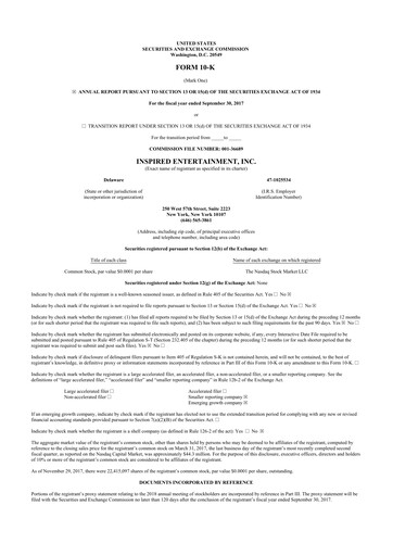 Thumbnail Inspired Entertainment 10-K Annual Report 2017