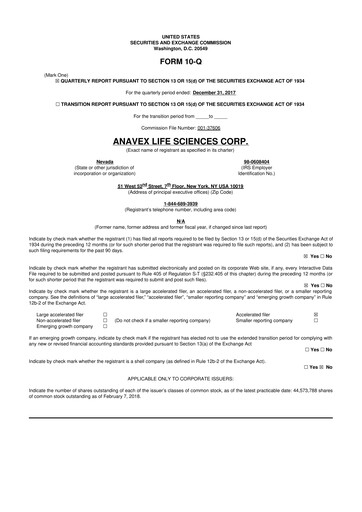 Thumbnail Anavex Life Sciences
 10-Q Quarterly Report FY2017 