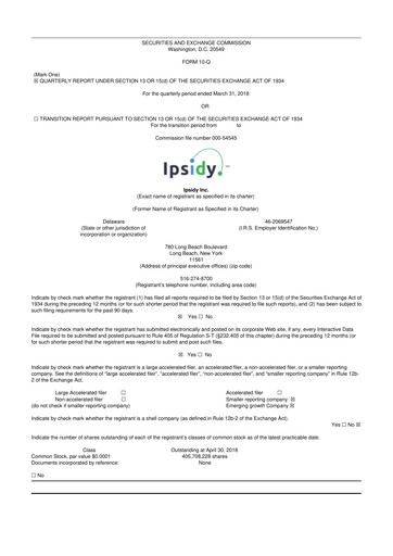 Thumbnail authID 10-Q Quarterly Report FY2018 