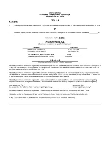Thumbnail Interparfums 10-Q Quarterly Report FY2018 
