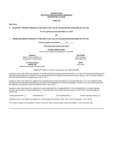Thumbnail Atossa Therapeutics 10-Q Quarterly Report FY2018 