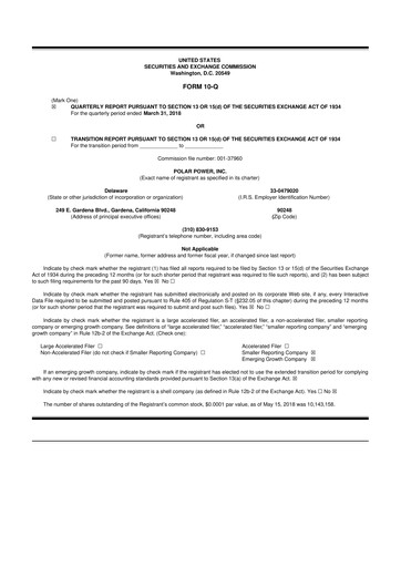 Thumbnail Polar Power
 10-Q Quarterly Report FY2018 
