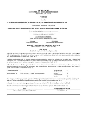 Thumbnail Avalon GloboCare 10-Q Quarterly Report FY2018 