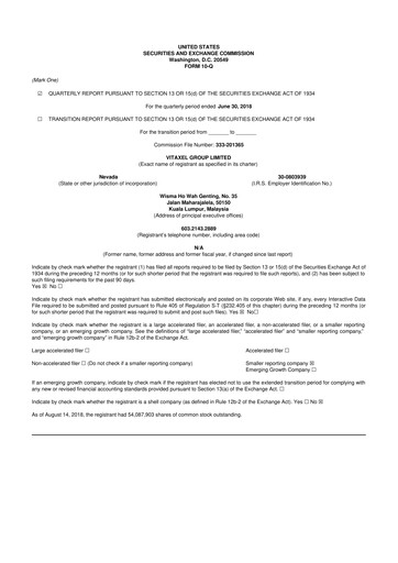 Thumbnail Fintech Scion (FintechCashier) 10-Q Quarterly Report FY2018 