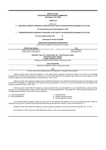 Thumbnail Greenland Technologies 10-Q Quarterly Report FY2018 Q3