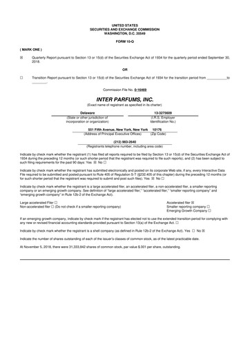 Thumbnail Interparfums 10-Q Quarterly Report FY2018 